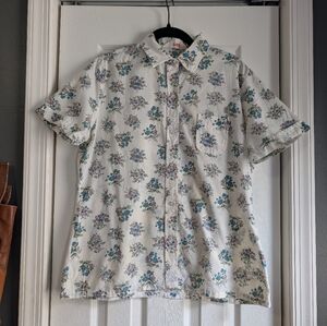 Vintage 70s Flower Print Button Up Short Sleeve Shirt